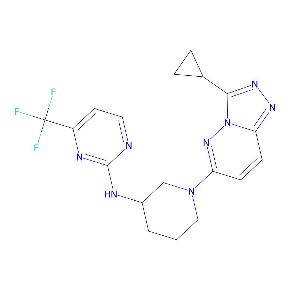 N-(1-{3-cyclopropyl-[1,2,4]triazolo[4,3-b]pyridazin-6-yl}piperidin-3-yl)-4-(trifluoromethyl)pyrimidin-2-amine molecular structure, CAS 3030814-60-6
