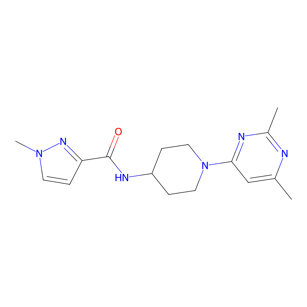 N-[1-(2,6-dimethylpyrimidin-4-yl)piperidin-4-yl]-1-methyl-1H-pyrazole-3-carboxamide molecular structure, CAS 3030814-62-8