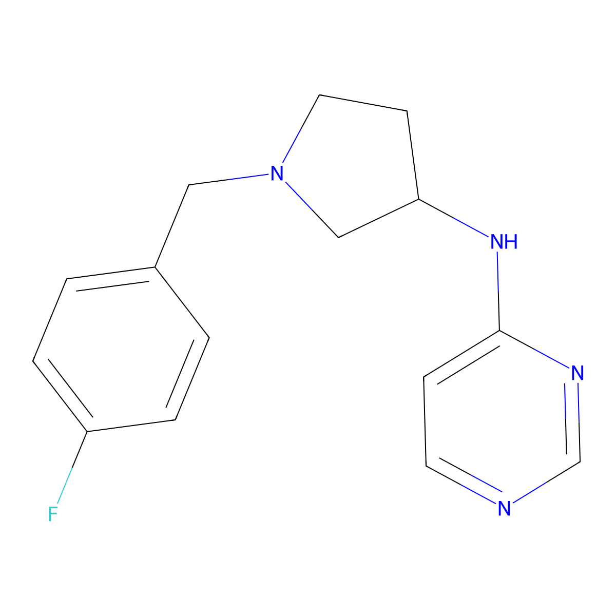 N-{1-[(4-fluorophenyl)methyl]pyrrolidin-3-yl}pyrimidin-4-amine molecular structure, CAS 3030814-67-3