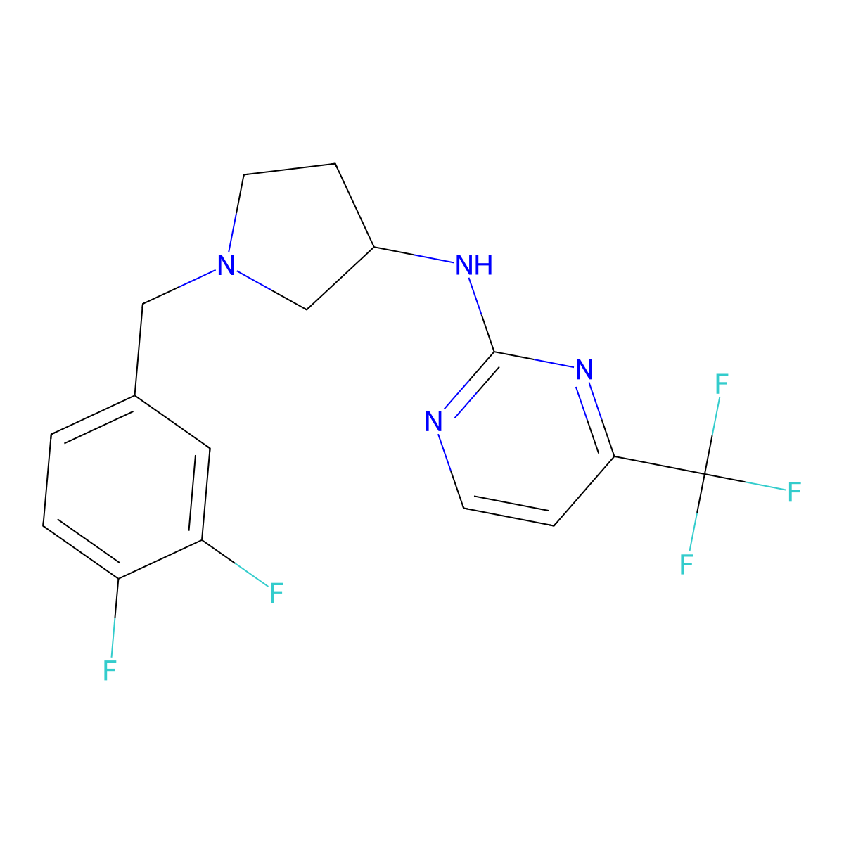 N-{1-[(3,4-difluorophenyl)methyl]pyrrolidin-3-yl}-4-(trifluoromethyl)pyrimidin-2-amine molecular structure, CAS 3030814-68-4