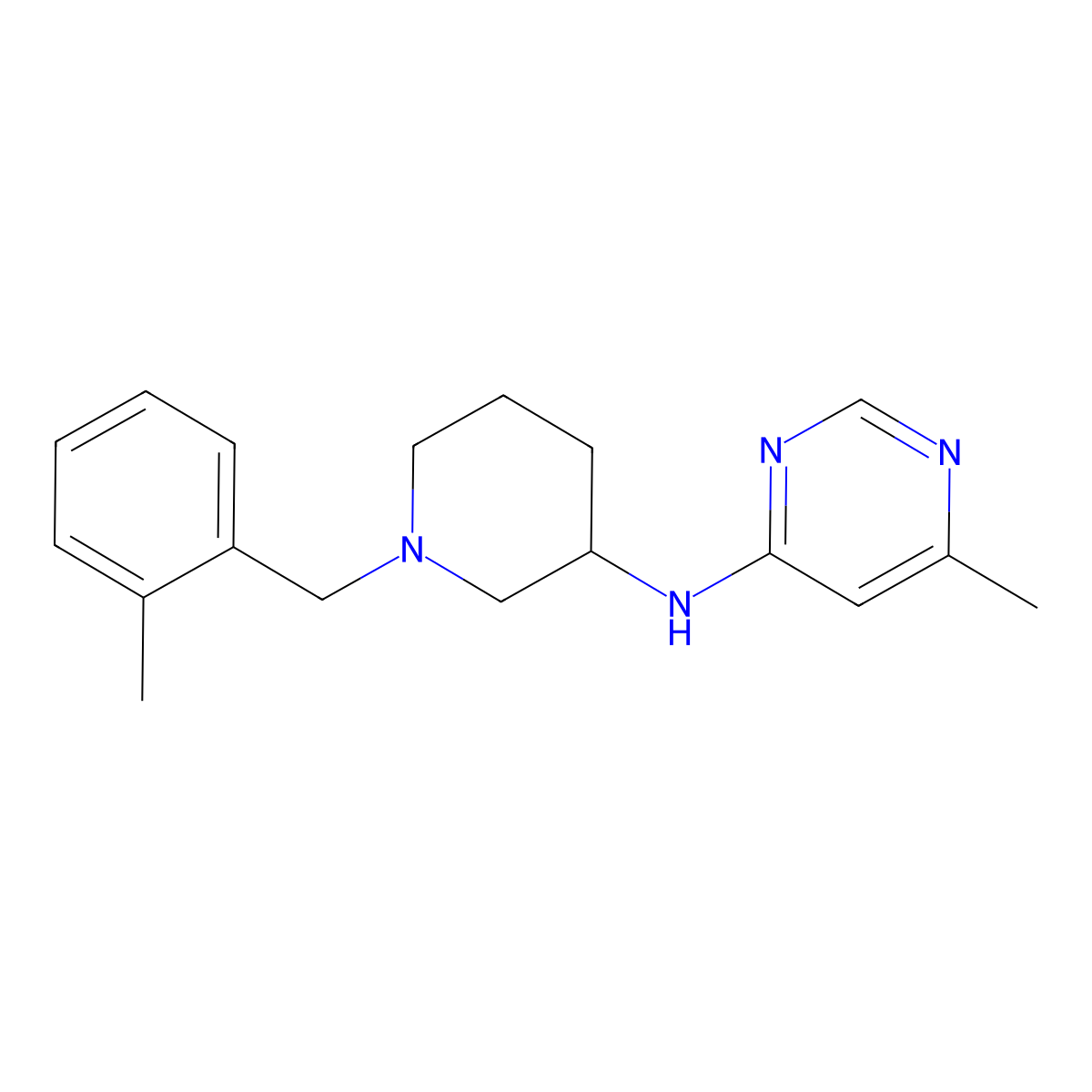 6-methyl-N-{1-[(2-methylphenyl)methyl]piperidin-3-yl}pyrimidin-4-amine molecular structure, CAS 3030814-71-9