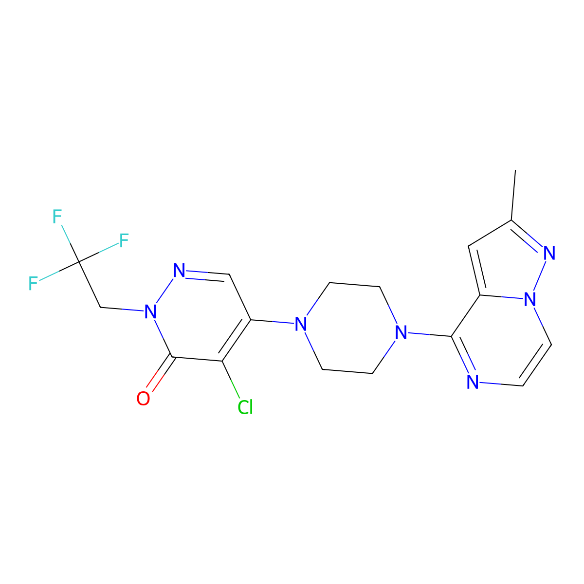 4-Chloro-5-[4-(2-methylpyrazolo[1,5-a]pyrazin-4-yl)piperazin-1-yl]-2-(2,2,2-trifluoroethyl)pyridazin-3-one molecular structure, CAS 3030814-73-1
