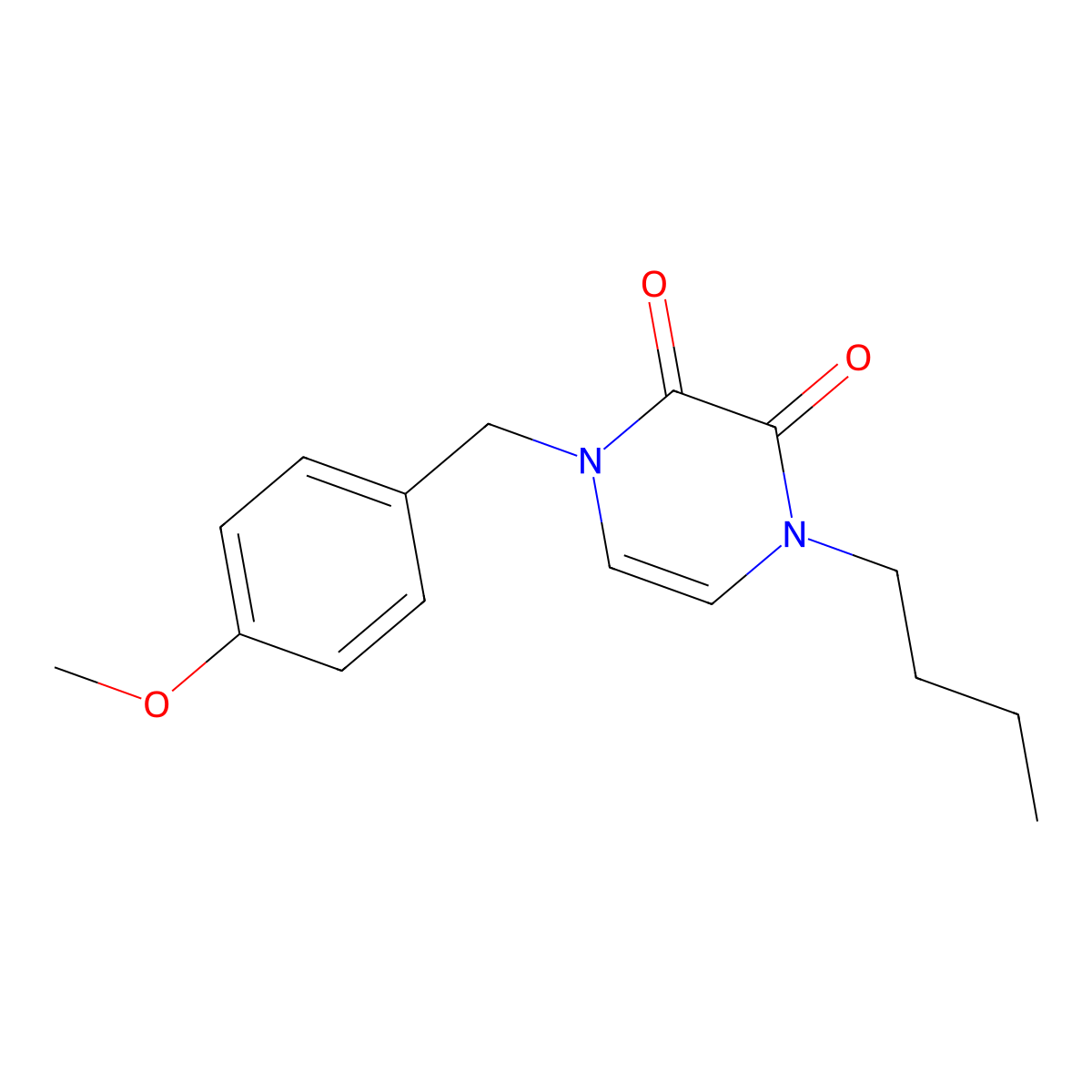 1-Butyl-4-[(4-methoxyphenyl)methyl]pyrazine-2,3-dione molecular structure, CAS 3030814-77-5