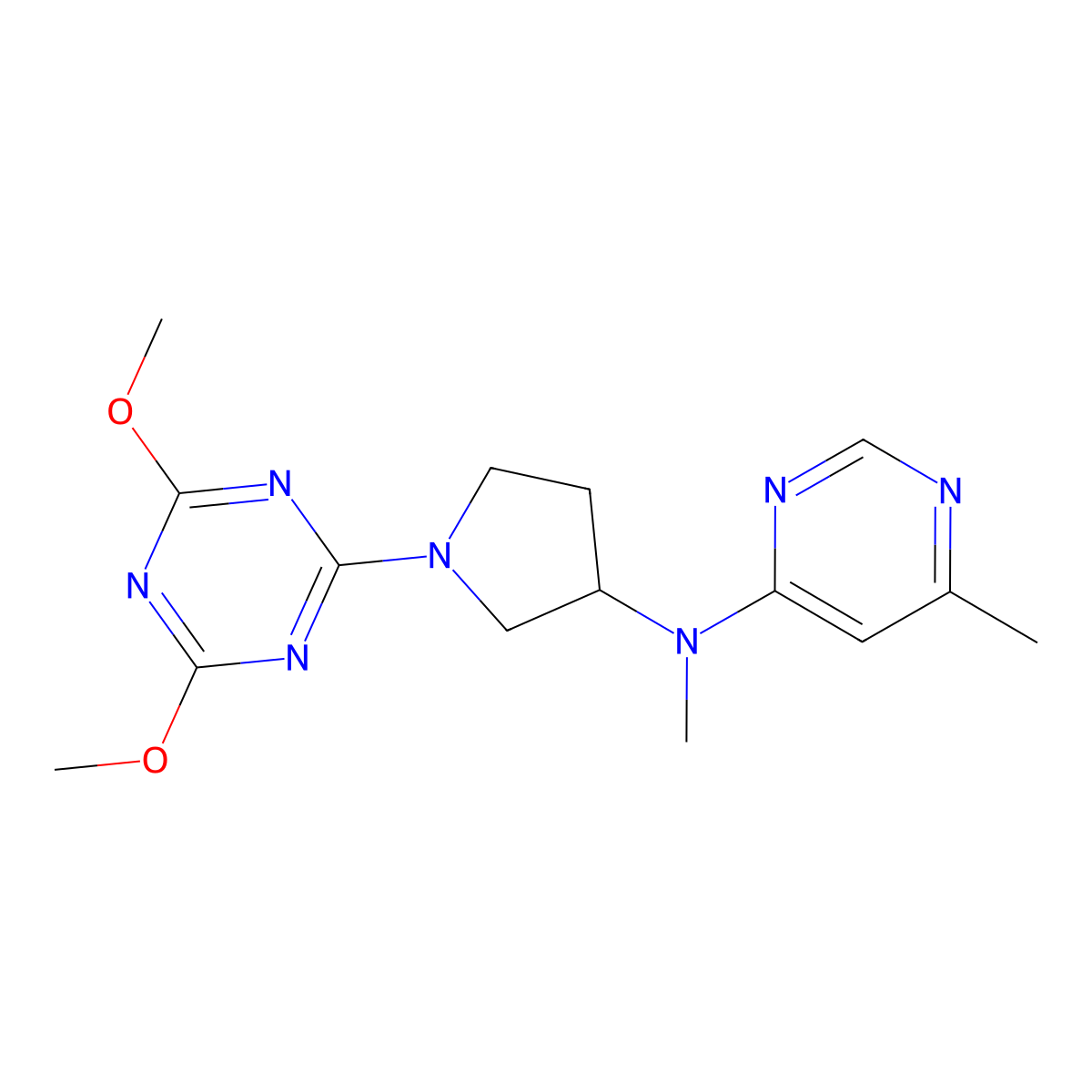 N-[1-(4,6-dimethoxy-1,3,5-triazin-2-yl)pyrrolidin-3-yl]-N,6-dimethylpyrimidin-4-amine molecular structure, CAS 3030814-83-3