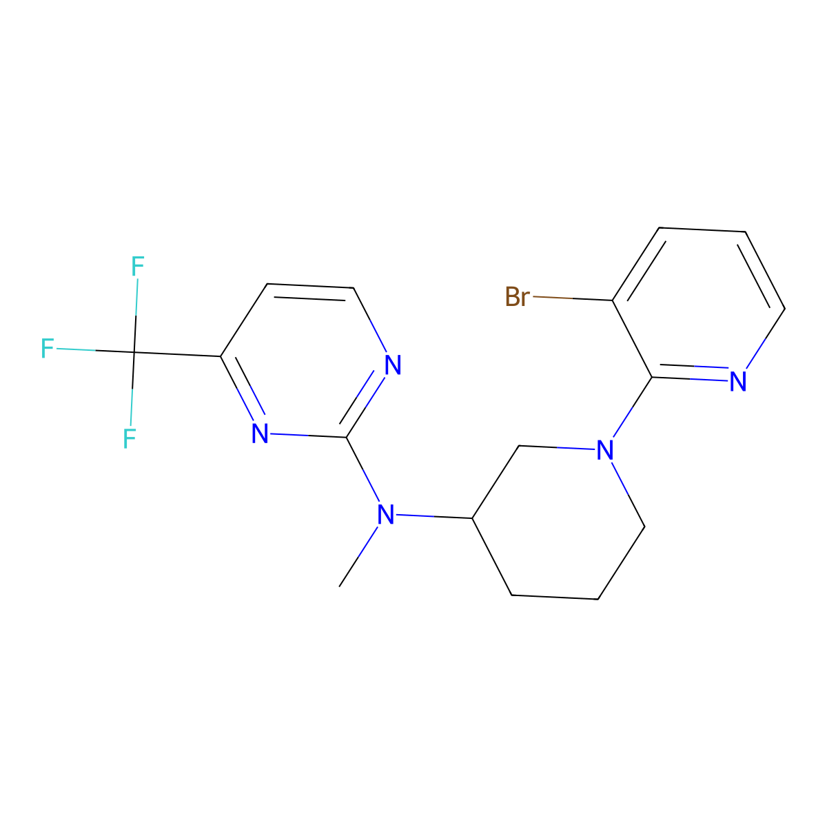 N-[1-(3-bromo-2-pyridinyl)piperidin-3-yl]-N-methyl-4-(trifluoromethyl)pyrimidin-2-amine molecular structure, CAS 3030814-84-4