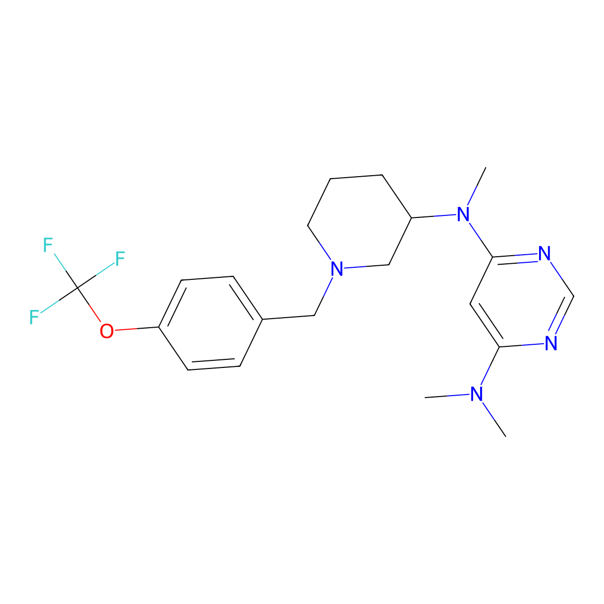 N4,N4,N6-trimethyl-N6-(1-{[4-(trifluoromethoxy)phenyl]methyl}piperidin-3-yl)pyrimidine-4,6-diamine molecular structure, CAS 3030814-87-7