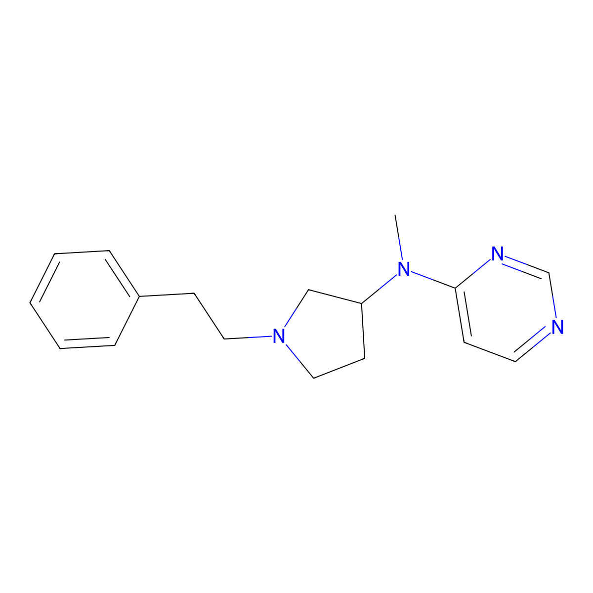N-methyl-N-[1-(2-phenylethyl)pyrrolidin-3-yl]pyrimidin-4-amine molecular structure, CAS 3030814-88-8
