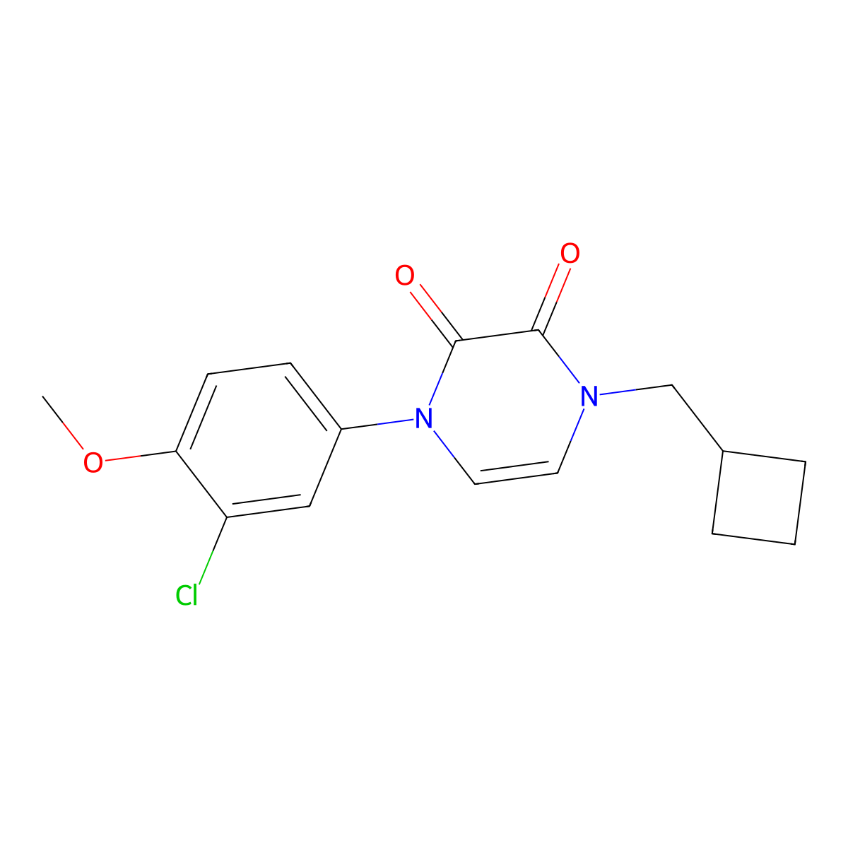 1-(3-Chloro-4-methoxyphenyl)-4-(cyclobutylmethyl)-1,2,3,4-tetrahydropyrazine-2,3-dione molecular structure, CAS 3030814-89-9