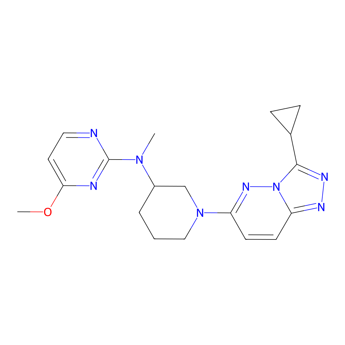 N-(1-{3-cyclopropyl-[1,2,4]triazolo[4,3-b]pyridazin-6-yl}piperidin-3-yl)-4-methoxy-N-methylpyrimidin-2-amine molecular structure, CAS 3030814-91-3
