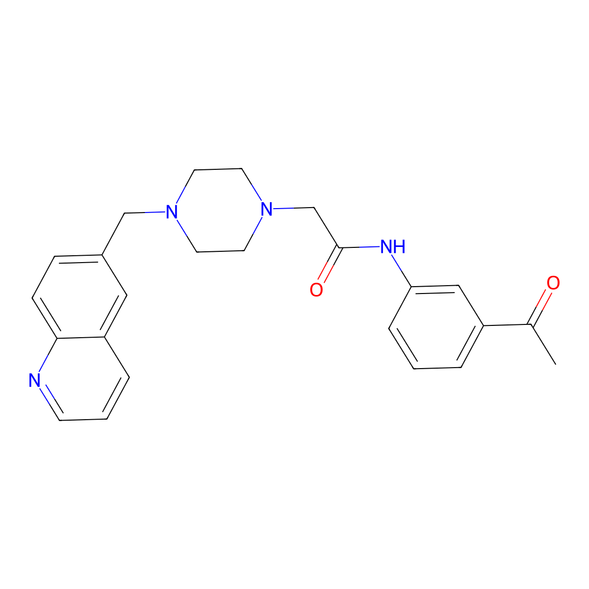 N-(3-acetylphenyl)-2-{4-[(quinolin-6-yl)methyl]piperazin-1-yl}acetamide molecular structure, CAS 3030814-95-7
