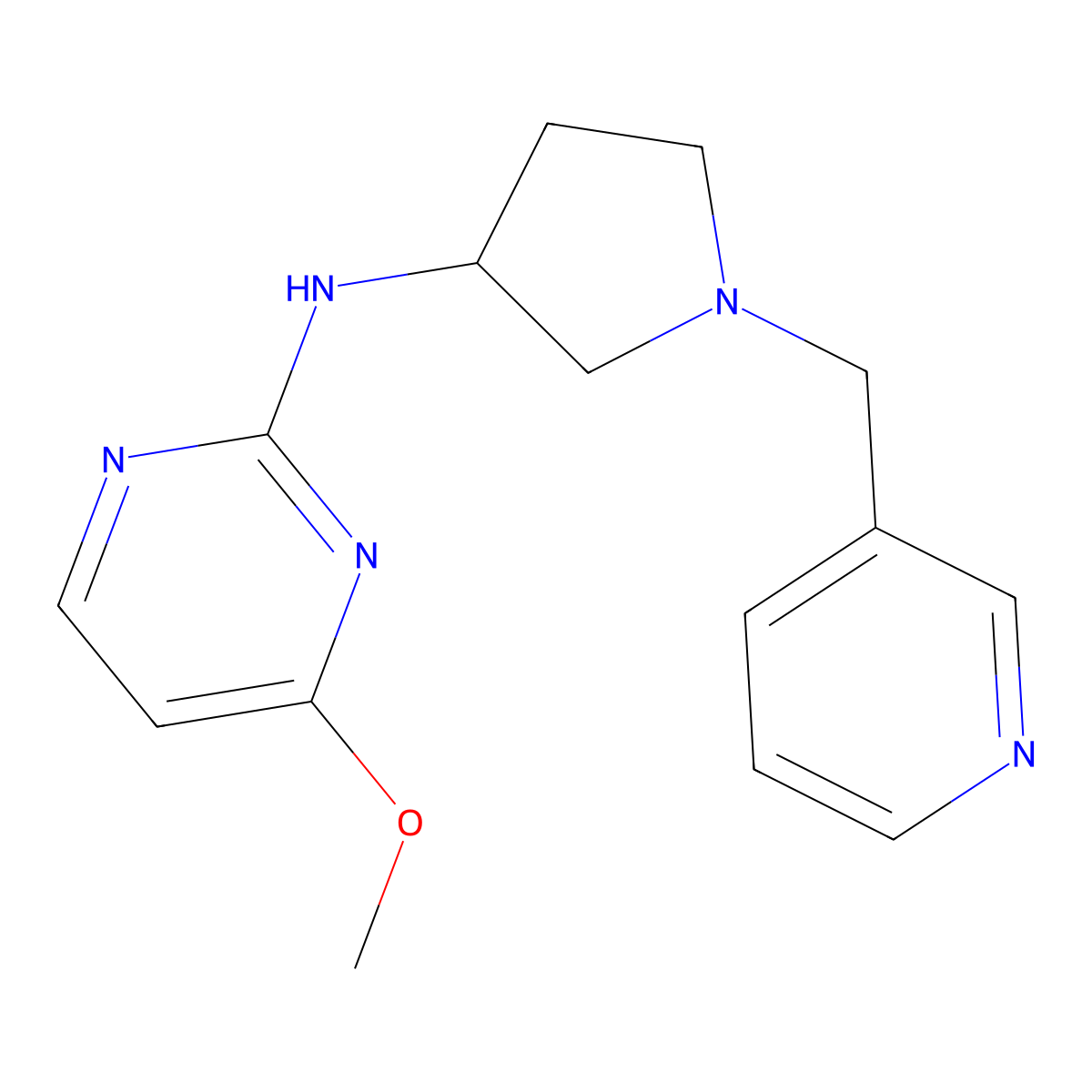 4-methoxy-N-{1-[(pyridin-3-yl)methyl]pyrrolidin-3-yl}pyrimidin-2-amine molecular structure, CAS 3030814-98-0