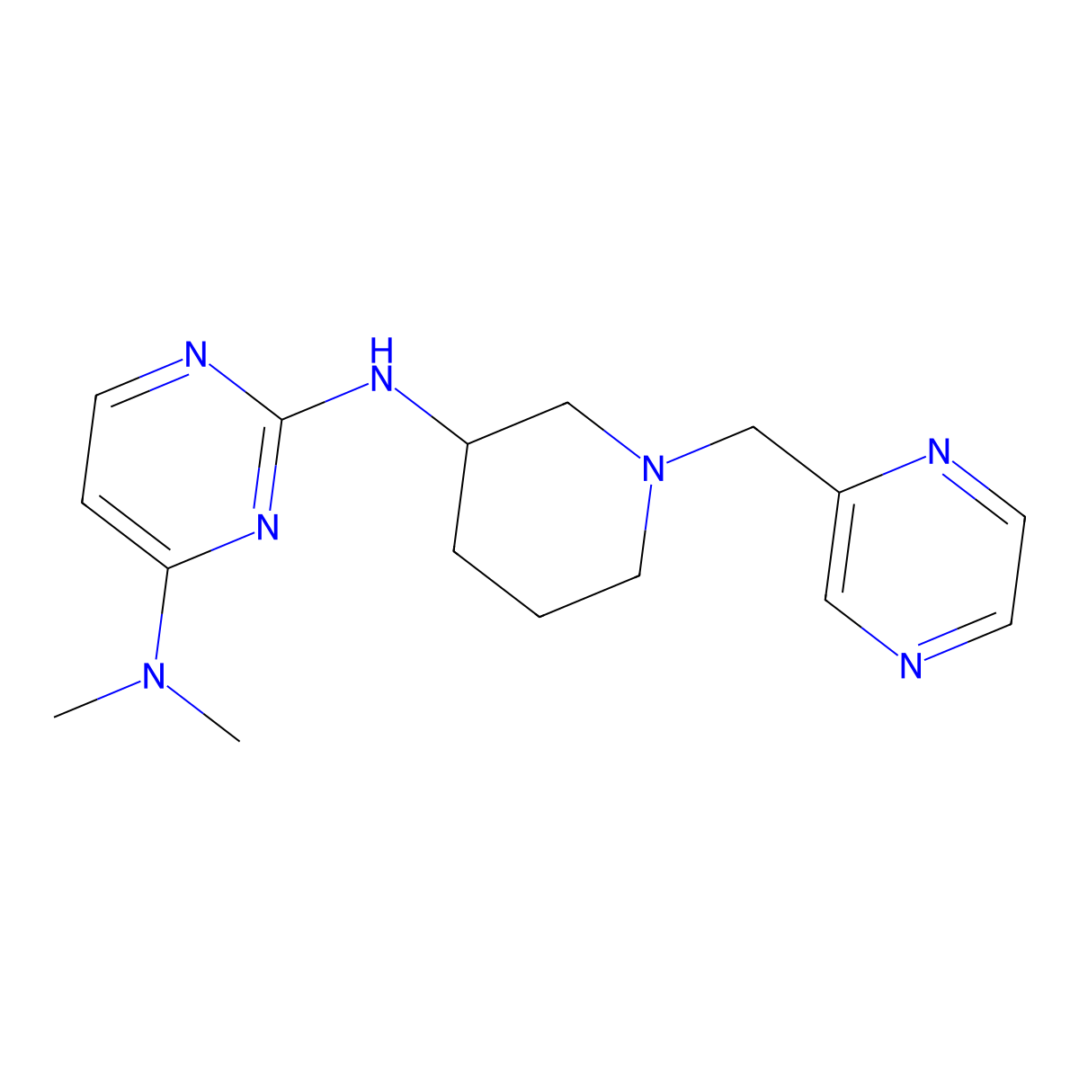 N4,N4-dimethyl-N2-{1-[(pyrazin-2-yl)methyl]piperidin-3-yl}pyrimidine-2,4-diamine molecular structure, CAS 3030815-00-7