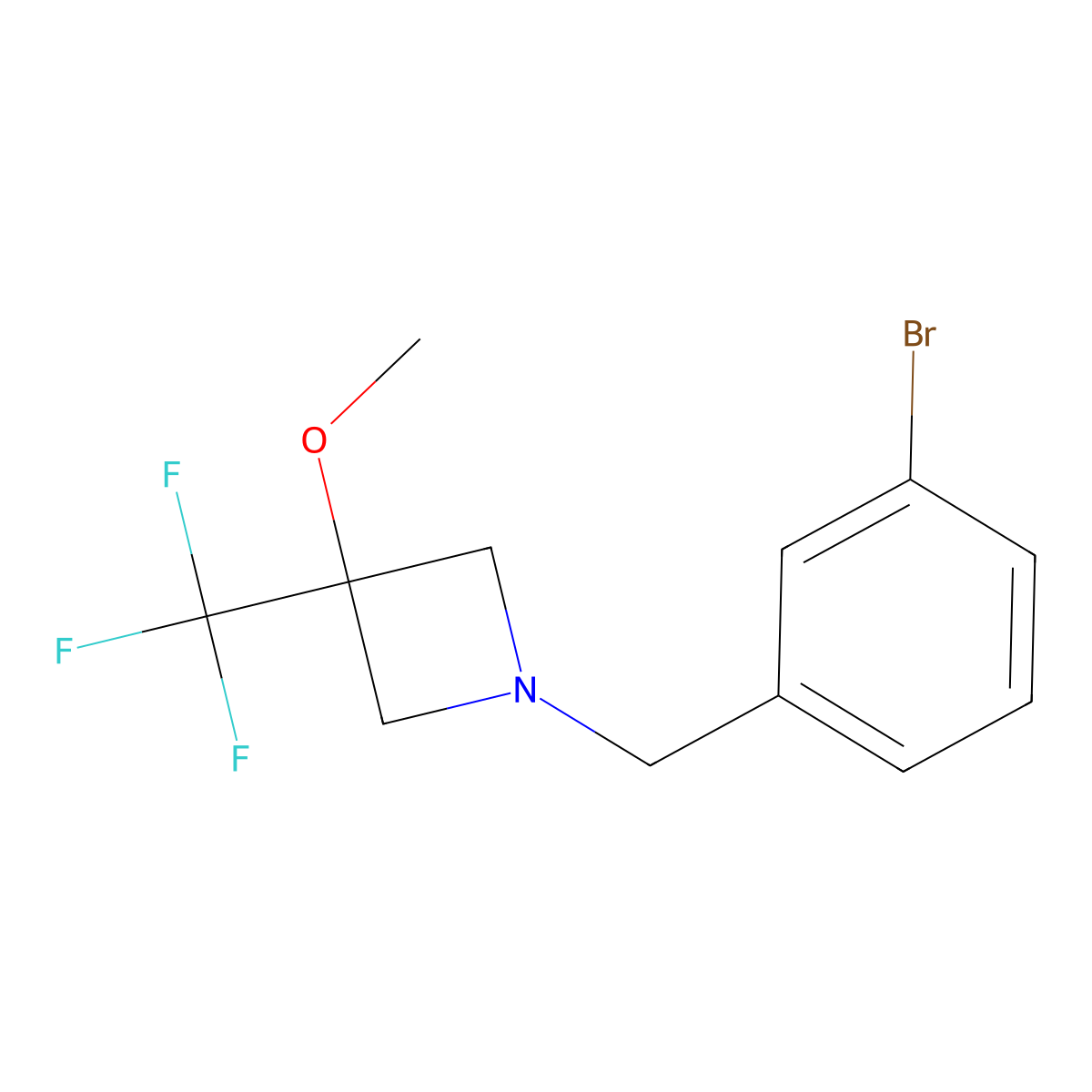 1-[(3-Bromophenyl)methyl]-3-methoxy-3-(trifluoromethyl)azetidine molecular structure, CAS 3030815-02-9