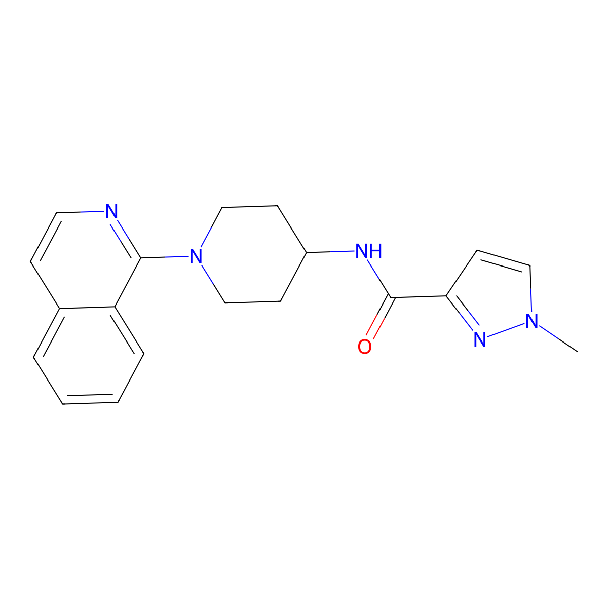 N-[1-(isoquinolin-1-yl)piperidin-4-yl]-1-methyl-1H-pyrazole-3-carboxamide molecular structure, CAS 3030815-03-0