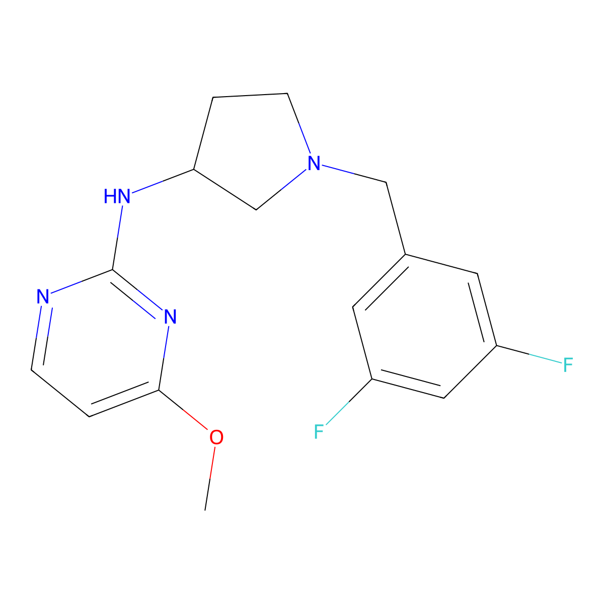 N-{1-[(3,5-difluorophenyl)methyl]pyrrolidin-3-yl}-4-methoxypyrimidin-2-amine molecular structure, CAS 3030815-07-4