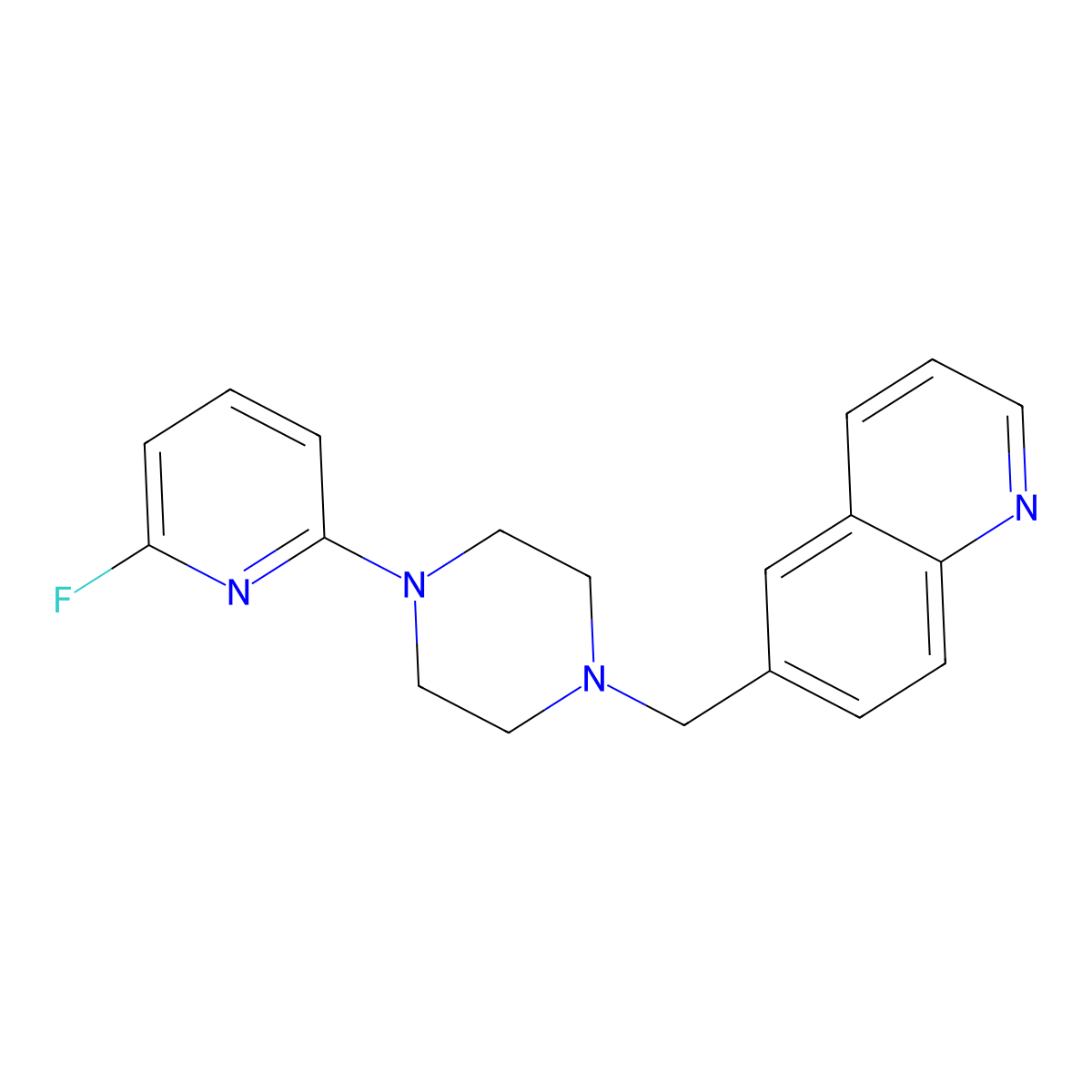 6-{[4-(6-Fluoropyridin-2-yl)piperazin-1-yl]methyl}quinoline molecular structure, CAS 3030815-09-6