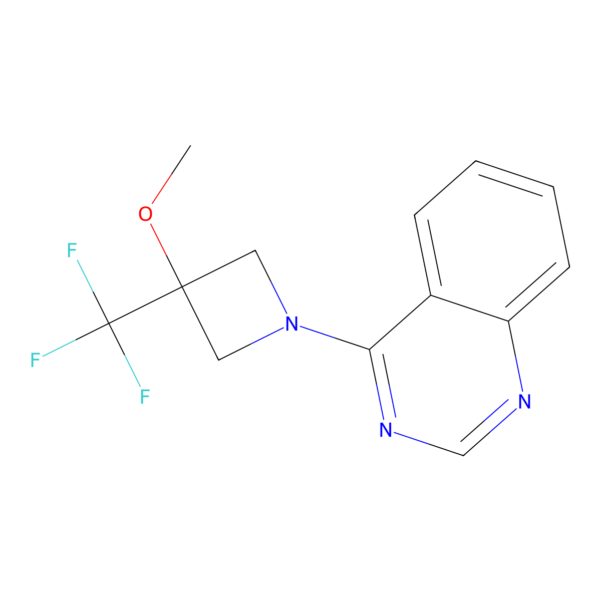 4-[3-Methoxy-3-(trifluoromethyl)azetidin-1-yl]quinazoline molecular structure, CAS 3030815-10-9