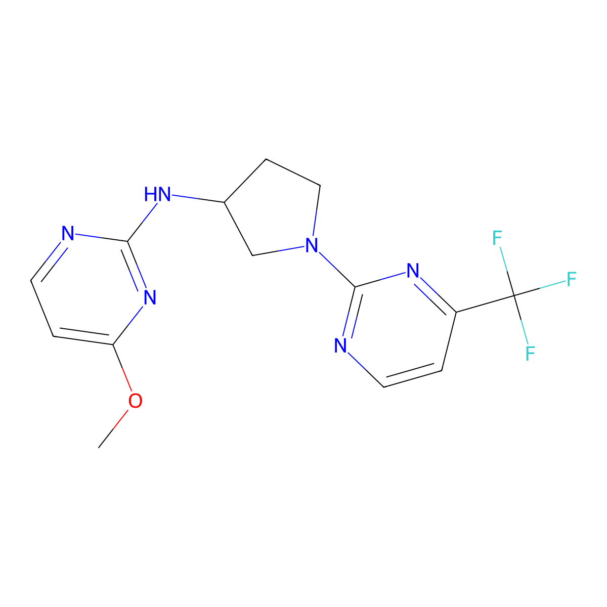 4-methoxy-N-{1-[4-(trifluoromethyl)pyrimidin-2-yl]pyrrolidin-3-yl}pyrimidin-2-amine molecular structure, CAS 3030815-15-4