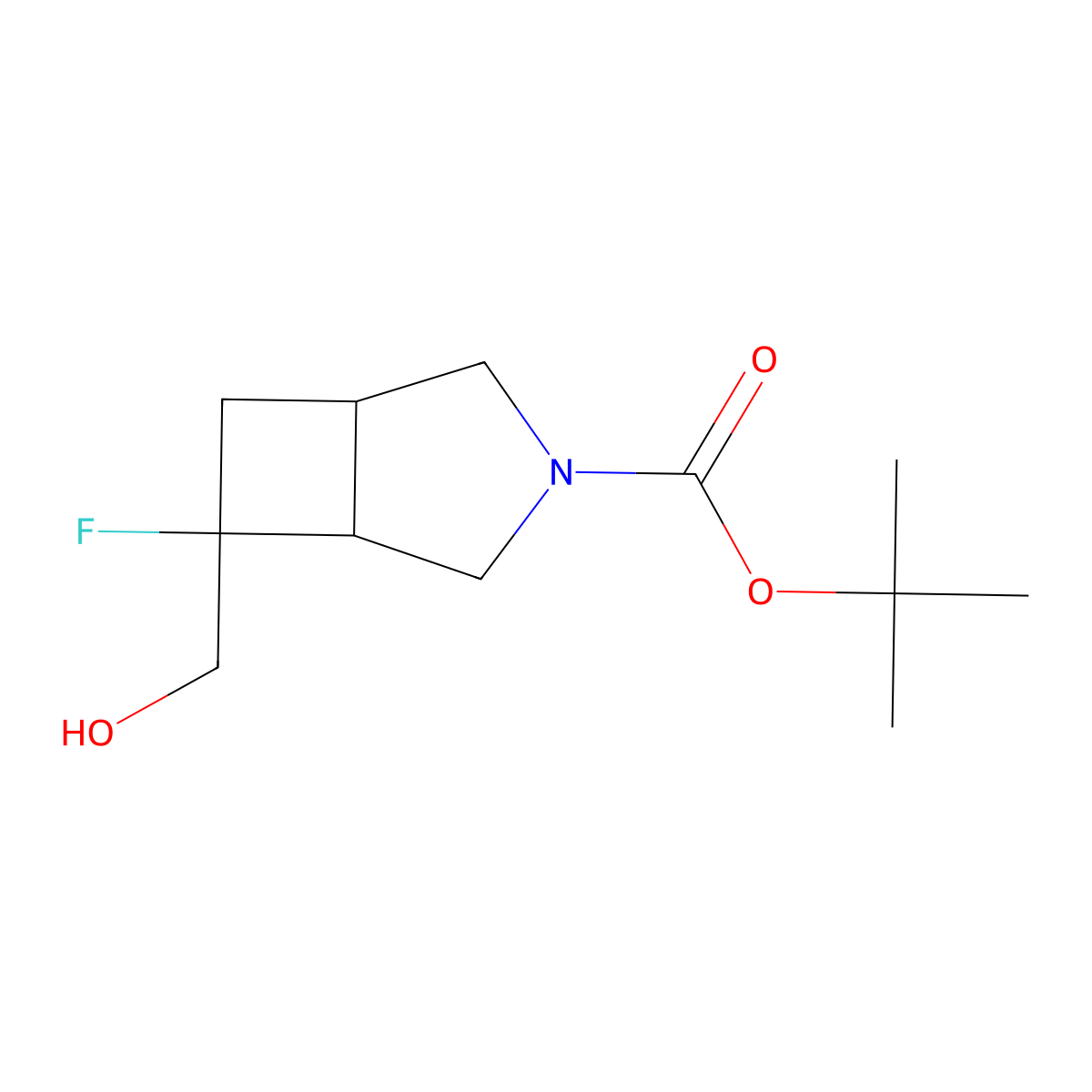 Tert-butyl 6-fluoro-6-(hydroxymethyl)-3-azabicyclo[3.2.0]heptane-3-carboxylate molecular structure, CAS 3030815-19-8