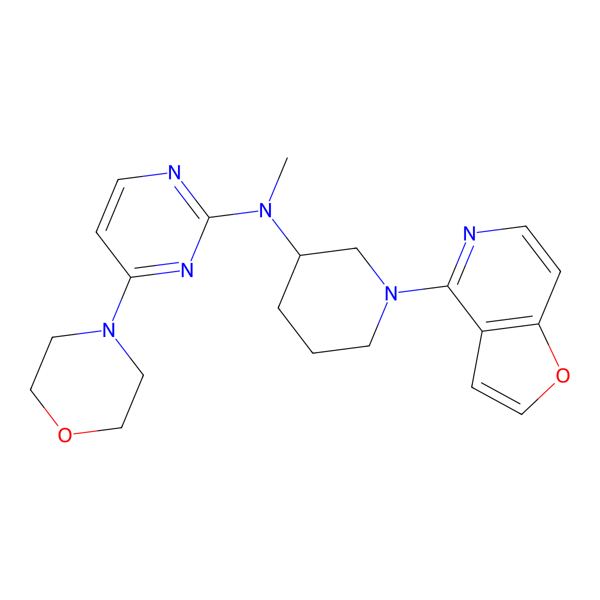 N-(1-{furo[3,2-c]pyridin-4-yl}piperidin-3-yl)-N-methyl-4-(morpholin-4-yl)pyrimidin-2-amine molecular structure, CAS 3030815-24-5