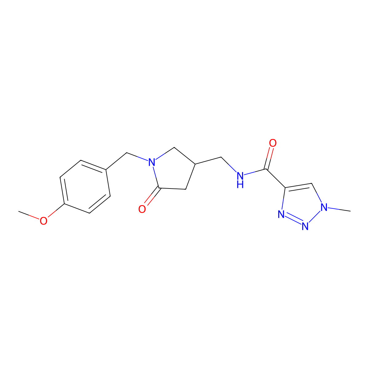 N-({1-[(4-methoxyphenyl)methyl]-5-oxopyrrolidin-3-yl}methyl)-1-methyl-1H-1,2,3-triazole-4-carboxamide molecular structure, CAS 3030815-26-7