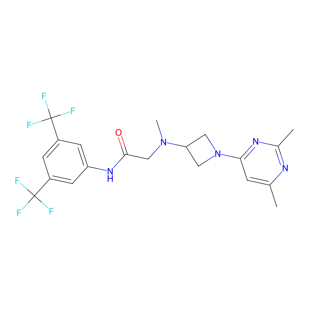 N-[3,5-bis(trifluoromethyl)phenyl]-2-{[1-(2,6-dimethylpyrimidin-4-yl)azetidin-3-yl](methyl)amino}acetamide molecular structure, CAS 3030815-28-9