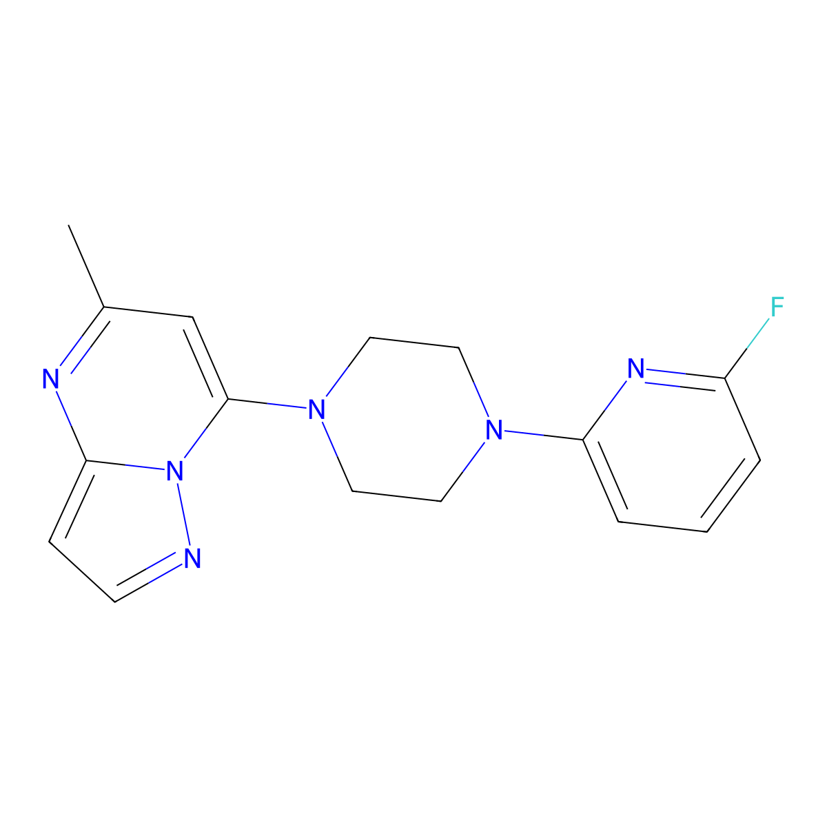 1-(6-Fluoropyridin-2-yl)-4-{5-methylpyrazolo[1,5-a]pyrimidin-7-yl}piperazine molecular structure, CAS 3030815-30-3