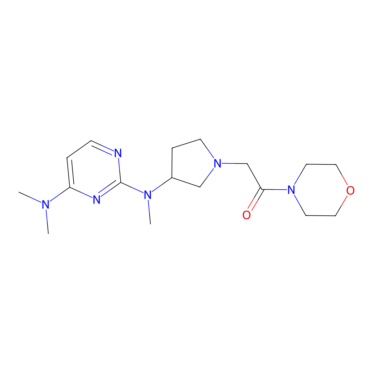 N4,N4-dimethyl-N2-[1-(1-phenylethyl)pyrrolidin-3-yl]pyrimidine-2,4-diamine molecular structure, CAS 3030815-38-1