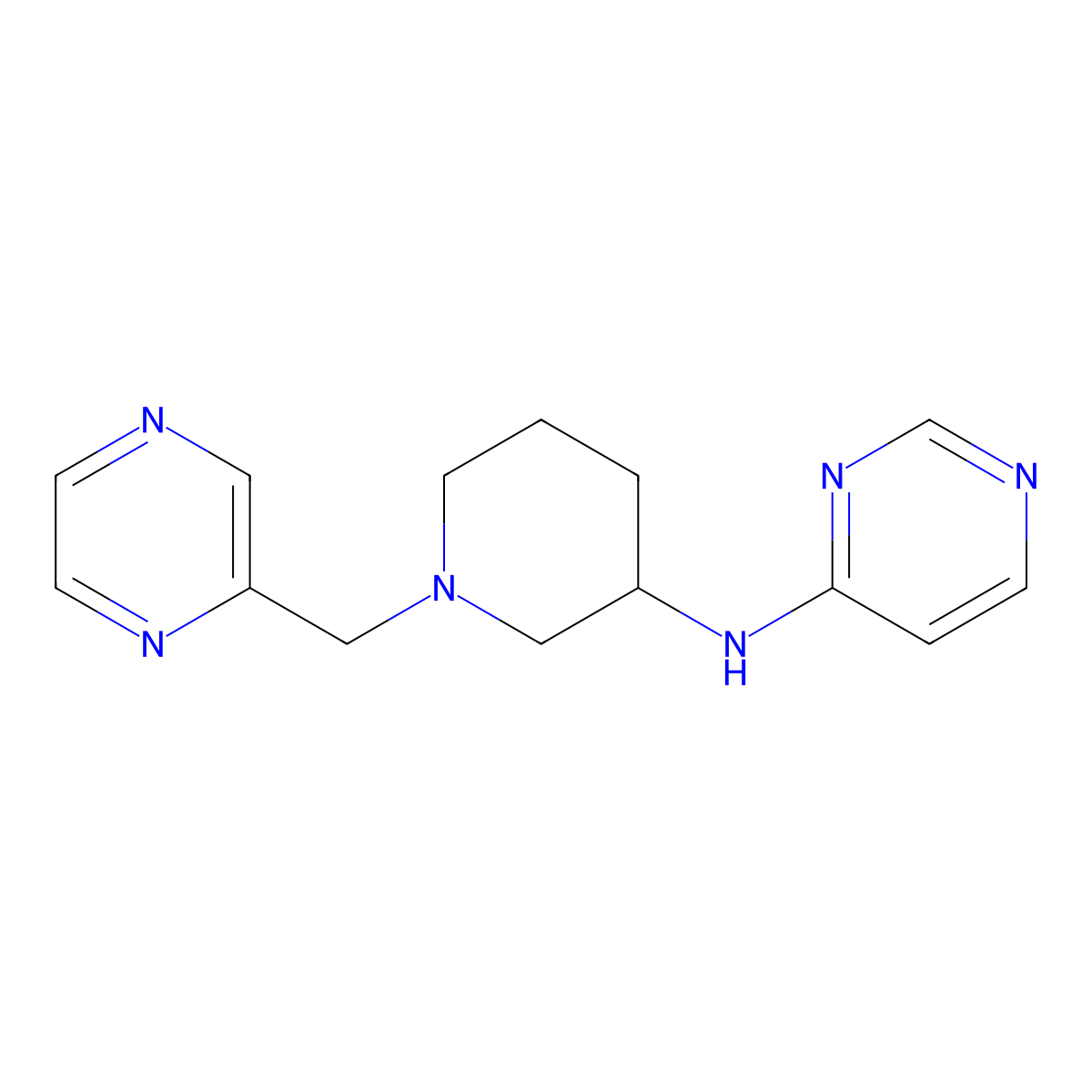 N-{1-[(pyrazin-2-yl)methyl]piperidin-3-yl}pyrimidin-4-amine molecular structure, CAS 3030815-42-7