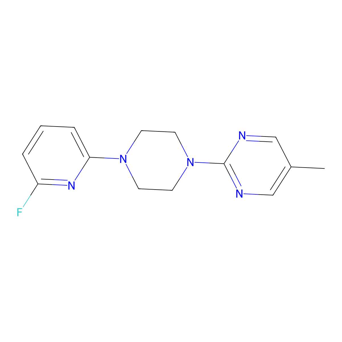 2-[4-(6-Fluoropyridin-2-yl)piperazin-1-yl]-5-methylpyrimidine molecular structure, CAS 3030815-43-8