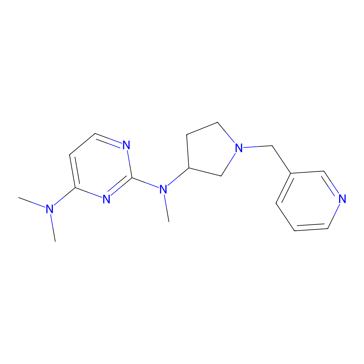 N2,N4,N4-trimethyl-N2-{1-[(pyridin-3-yl)methyl]pyrrolidin-3-yl}pyrimidine-2,4-diamine molecular structure, CAS 3030815-46-1