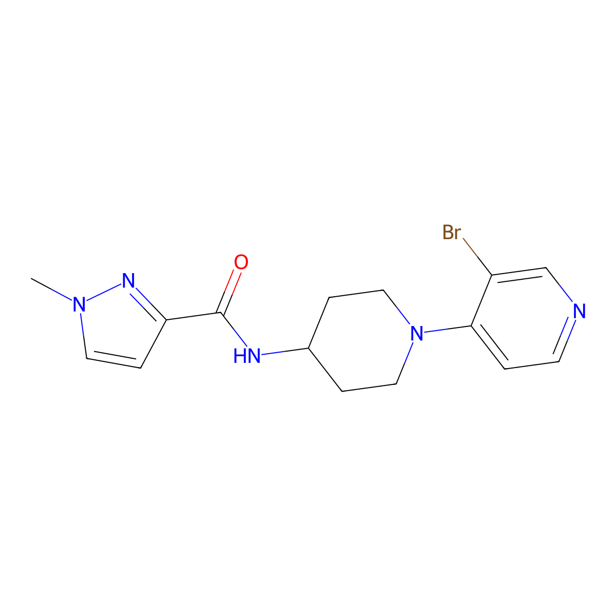 N-[1-(3-bromopyridin-4-yl)piperidin-4-yl]-1-methyl-1H-pyrazole-3-carboxamide molecular structure, CAS 3030815-47-2