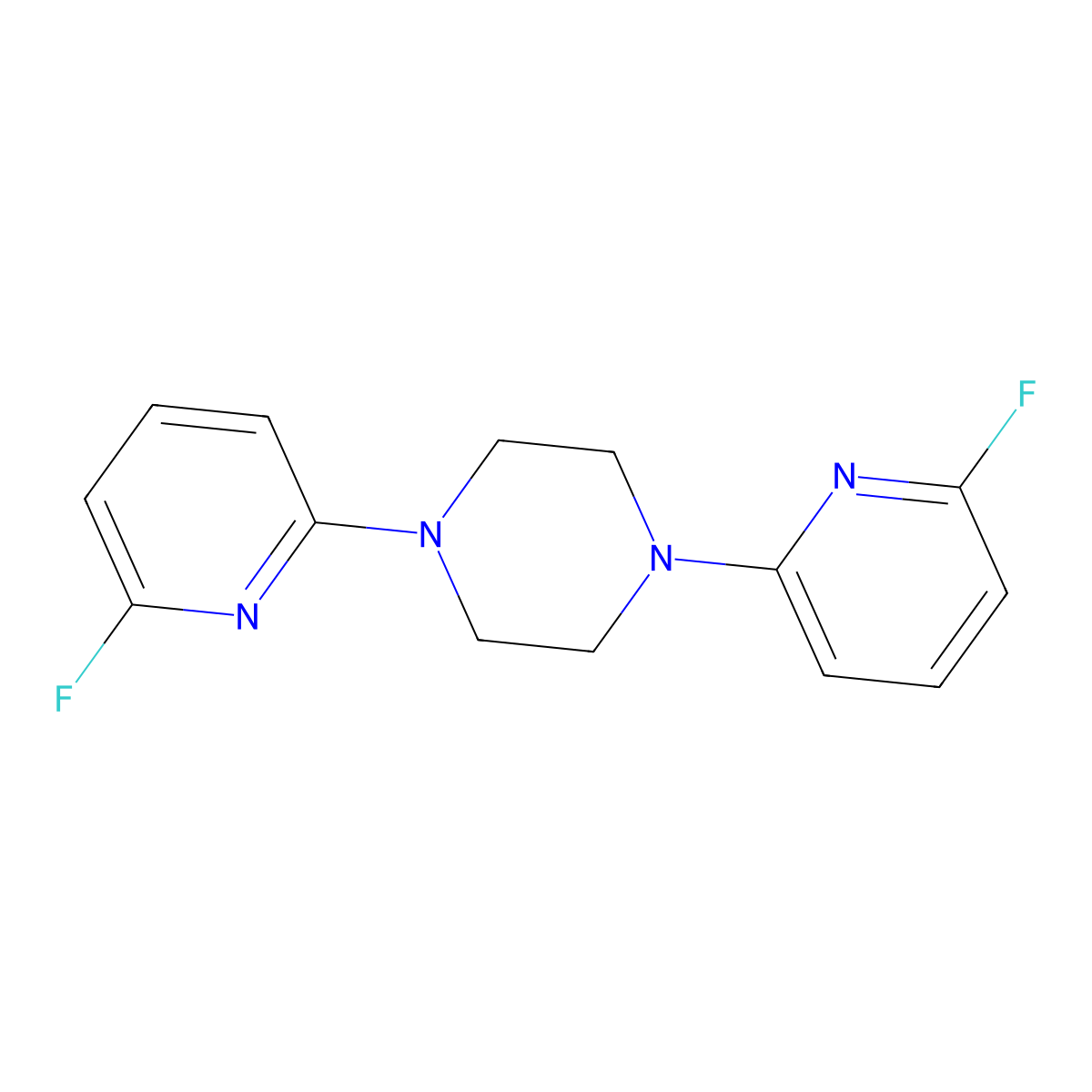 1,4-Bis(6-fluoropyridin-2-yl)piperazine molecular structure, CAS 3030815-58-5