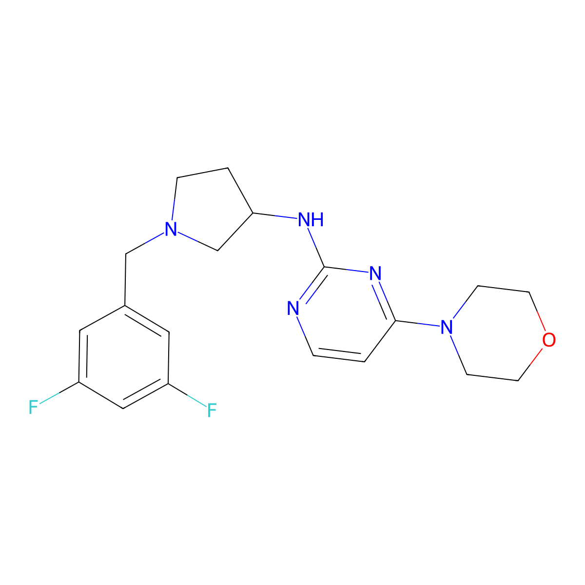 N-{1-[(3,5-difluorophenyl)methyl]pyrrolidin-3-yl}-4-(morpholin-4-yl)pyrimidin-2-amine molecular structure, CAS 3030815-62-1