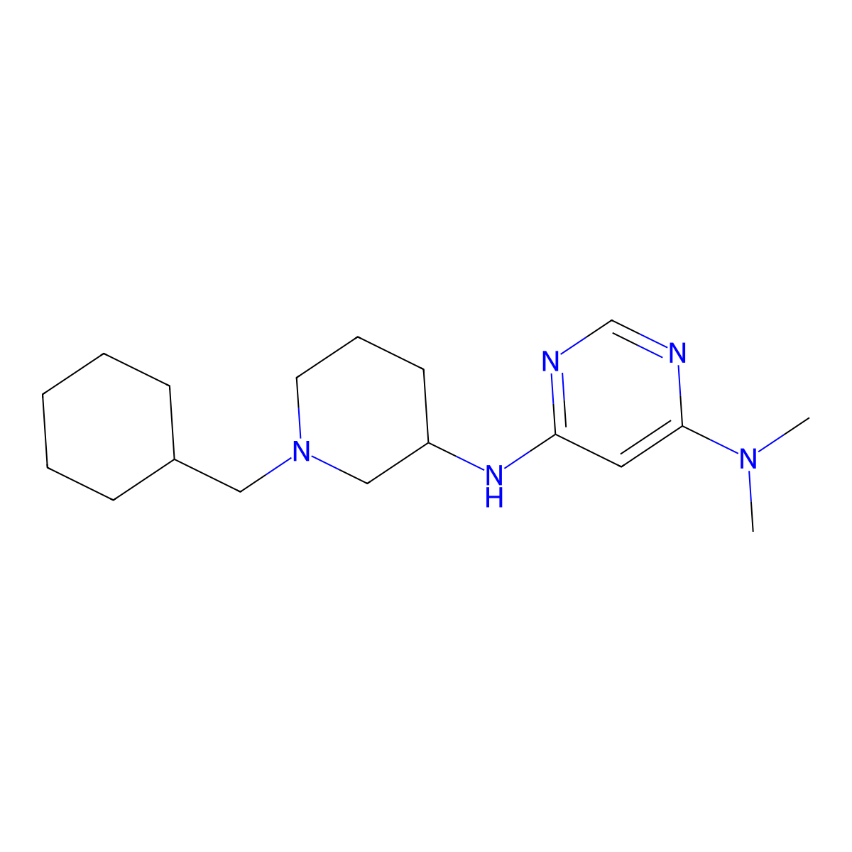 N6-[1-(cyclohexylmethyl)piperidin-3-yl]-N4,N4-dimethylpyrimidine-4,6-diamine molecular structure, CAS 3030815-67-6