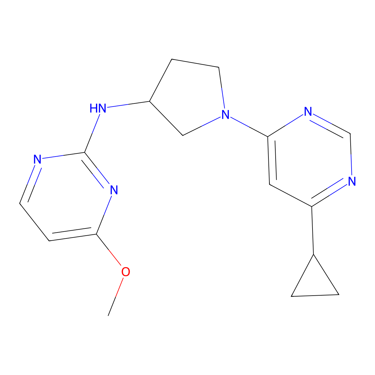 N-[1-(6-cyclopropylpyrimidin-4-yl)pyrrolidin-3-yl]-4-methoxypyrimidin-2-amine molecular structure, CAS 3030815-84-7