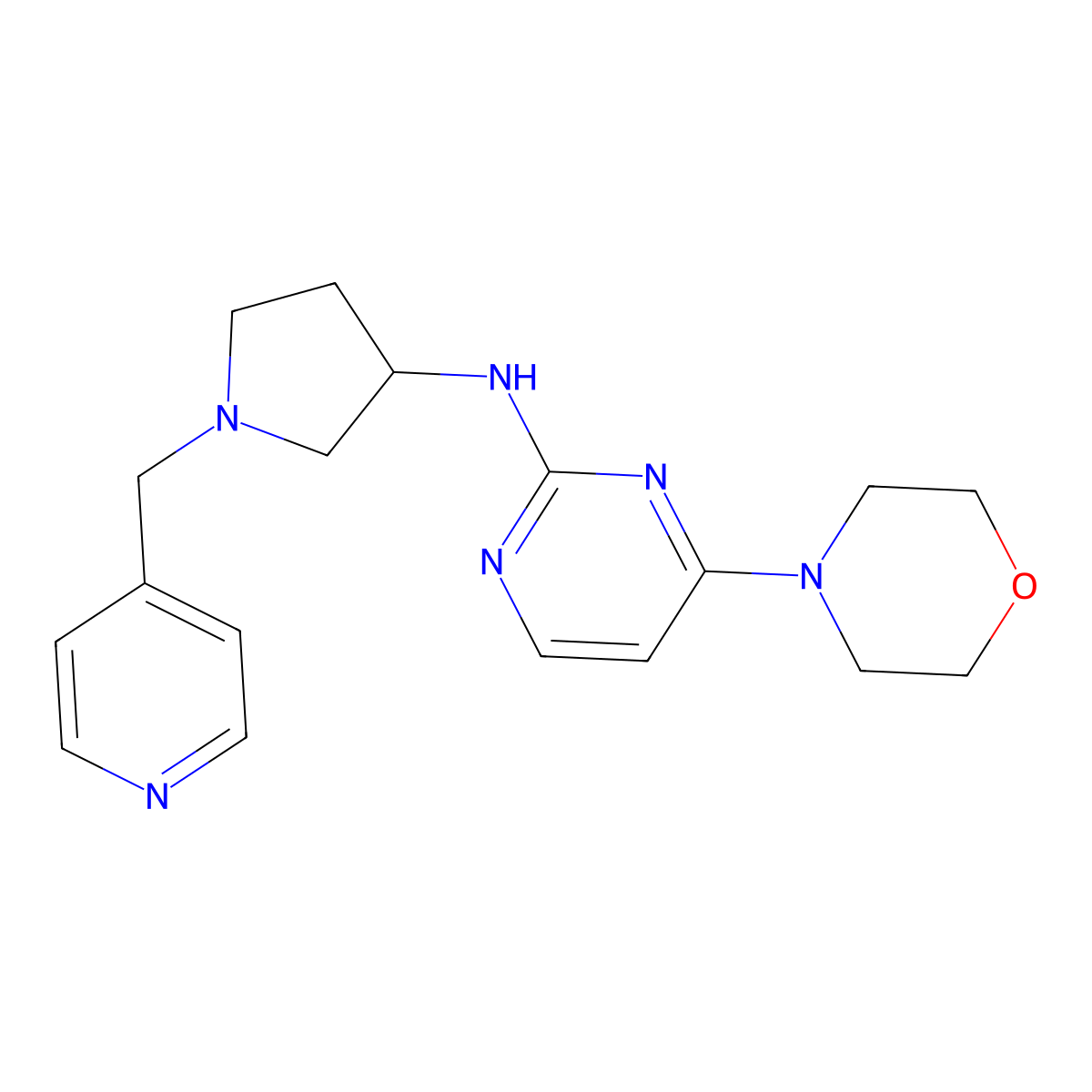 4-(morpholin-4-yl)-N-{1-[(pyridin-4-yl)methyl]pyrrolidin-3-yl}pyrimidin-2-amine molecular structure, CAS 3030815-88-1