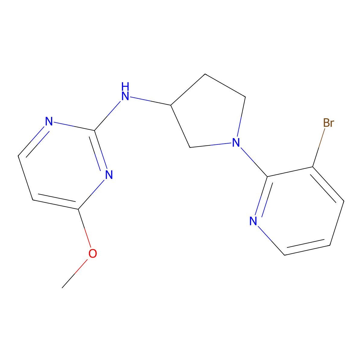N-[1-(3-bromopyridin-2-yl)pyrrolidin-3-yl]-4-methoxypyrimidin-2-amine molecular structure, CAS 3030815-89-2