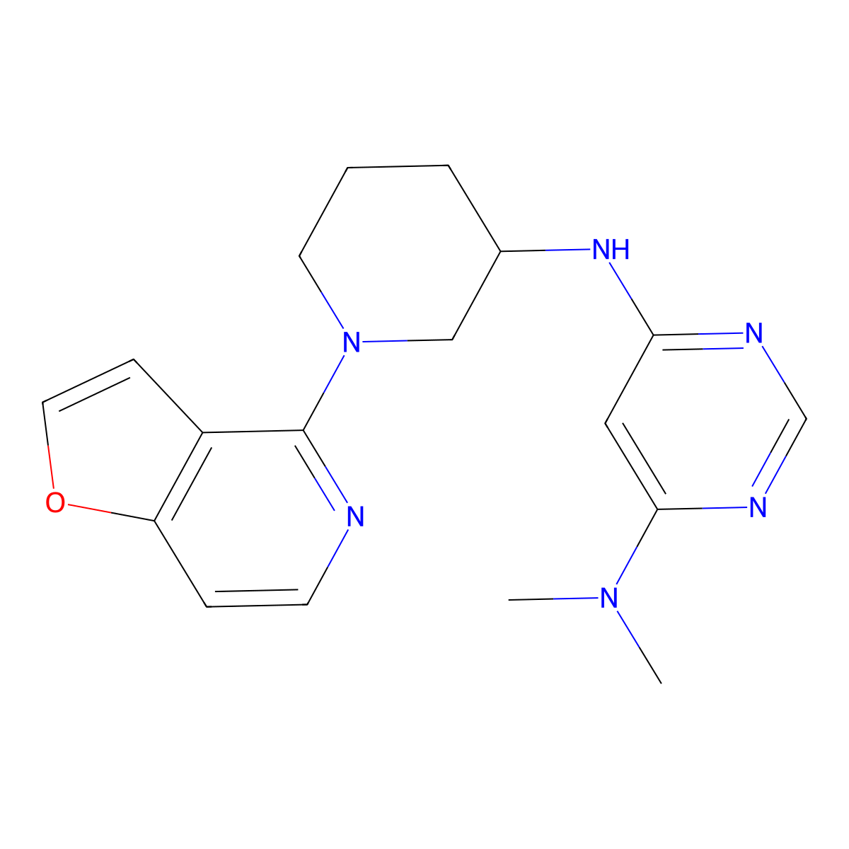 N6-(1-{furo[3,2-c]pyridin-4-yl}piperidin-3-yl)-N4,N4-dimethylpyrimidine-4,6-diamine molecular structure, CAS 3030815-91-6
