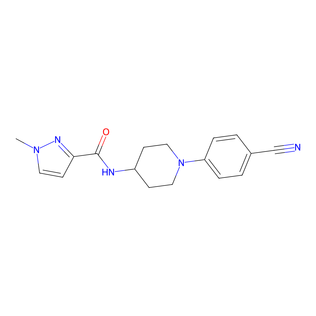 N-[1-(4-cyanophenyl)piperidin-4-yl]-1-methyl-1H-pyrazole-3-carboxamide molecular structure, CAS 3030815-94-9