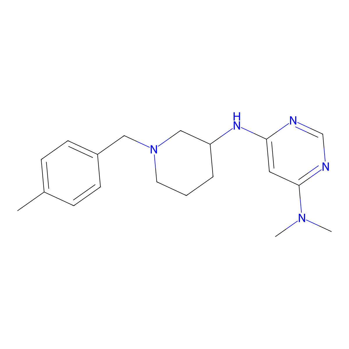N4,N4-dimethyl-N6-{1-[(4-methylphenyl)methyl]piperidin-3-yl}pyrimidine-4,6-diamine molecular structure, CAS 3030816-00-0