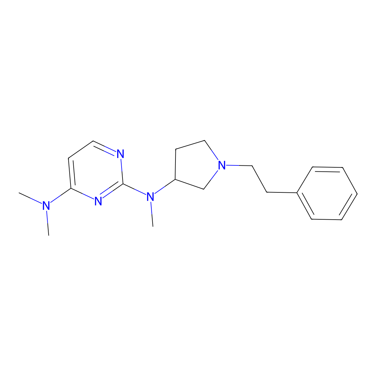 N2,N4,N4-trimethyl-N2-[1-(2-phenylethyl)pyrrolidin-3-yl]pyrimidine-2,4-diamine molecular structure, CAS 3030816-07-7