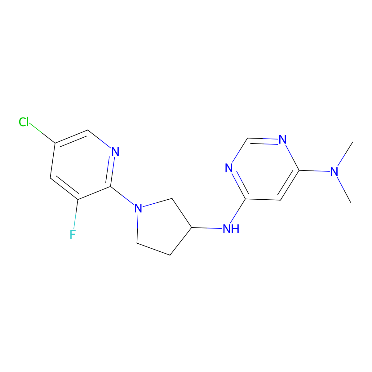 N6-[1-(5-chloro-3-fluoropyridin-2-yl)pyrrolidin-3-yl]-N4,N4-dimethylpyrimidine-4,6-diamine molecular structure, CAS 3030816-09-9