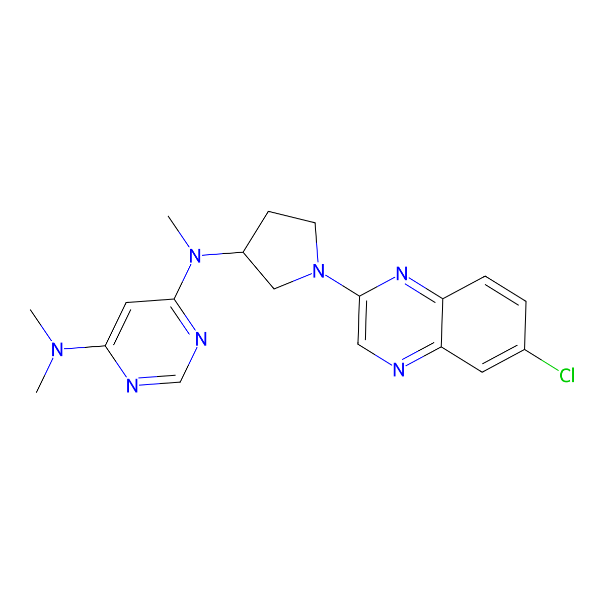 N4-[1-(6-chloroquinoxalin-2-yl)pyrrolidin-3-yl]-N4,N6,N6-trimethylpyrimidine-4,6-diamine molecular structure, CAS 3030816-18-0
