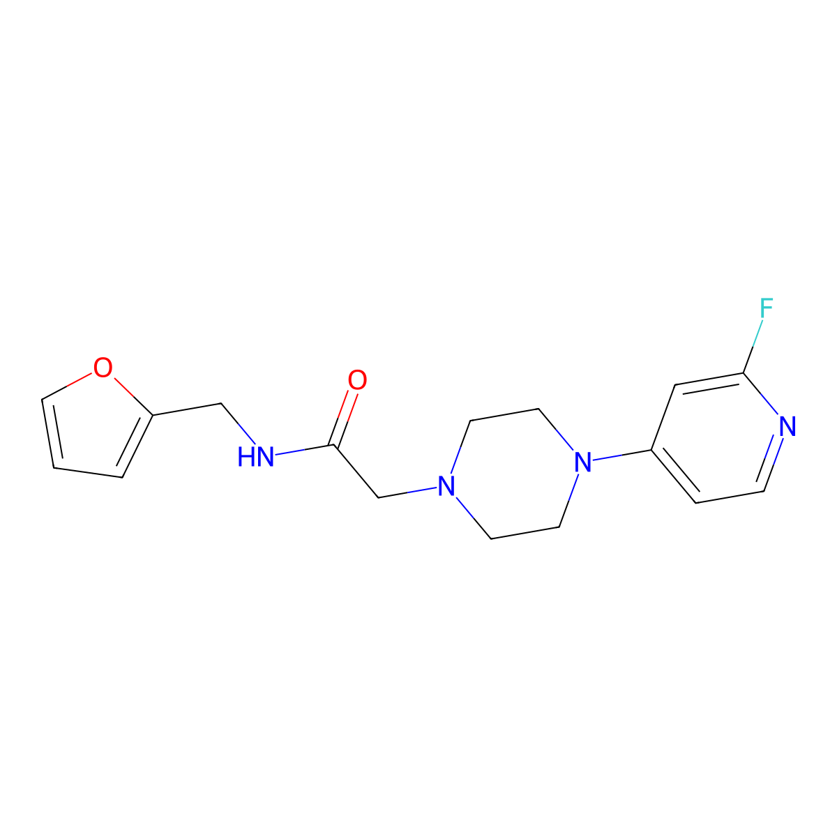 2-[4-(2-fluoropyridin-4-yl)piperazin-1-yl]-N-[(furan-2-yl)methyl]acetamide molecular structure, CAS 3030816-21-5