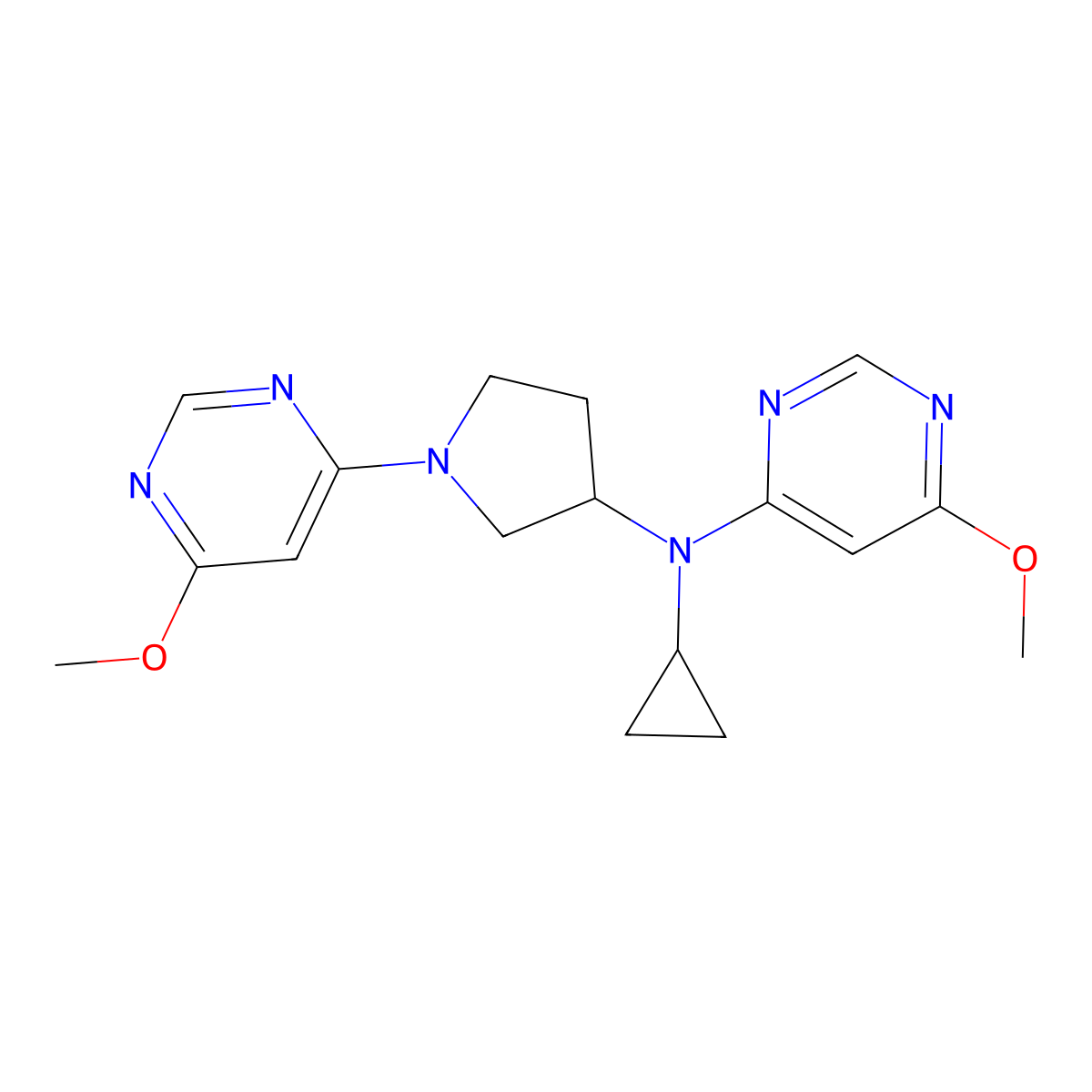 N-cyclopropyl-6-methoxy-N-[1-(6-methoxypyrimidin-4-yl)pyrrolidin-3-yl]pyrimidin-4-amine molecular structure, CAS 3030816-26-0