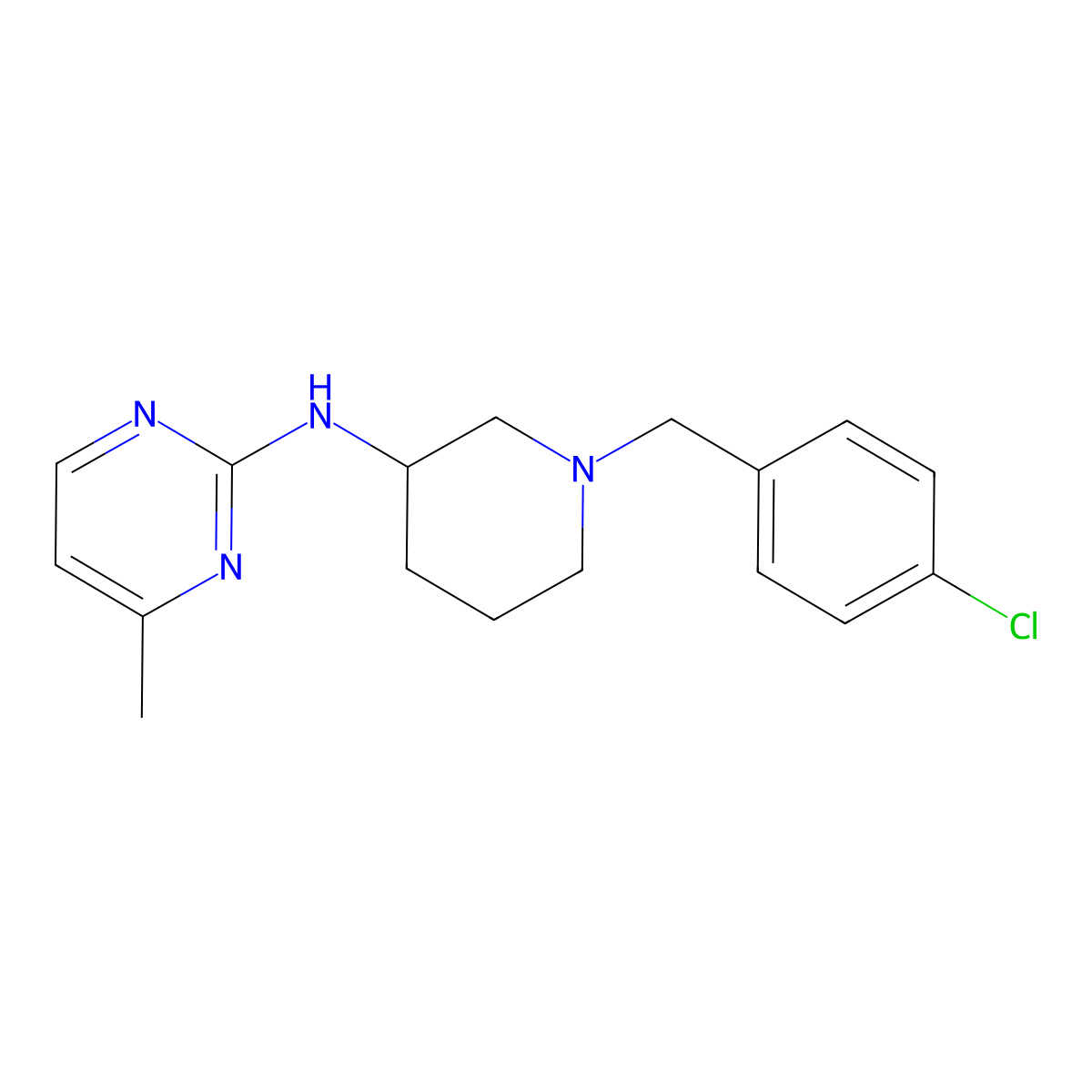 N-{1-[(4-chlorophenyl)methyl]piperidin-3-yl}-4-methylpyrimidin-2-amine molecular structure, CAS 3030816-27-1