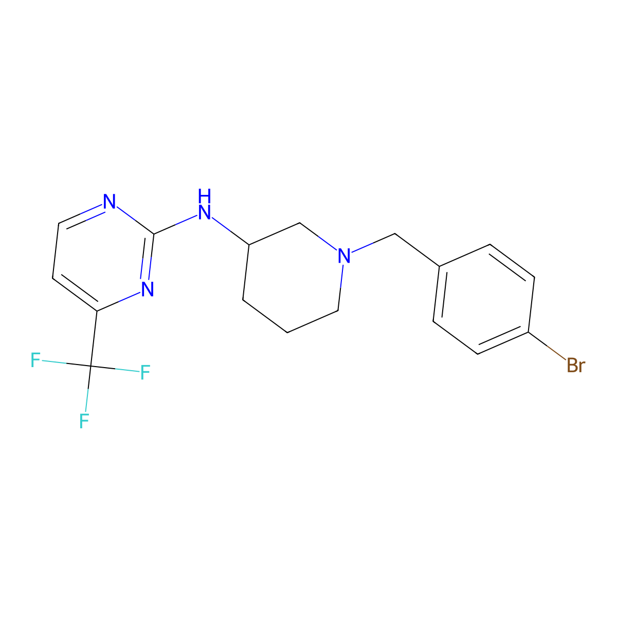 N-{1-[(4-bromophenyl)methyl]piperidin-3-yl}-4-(trifluoromethyl)pyrimidin-2-amine molecular structure, CAS 3030816-44-2