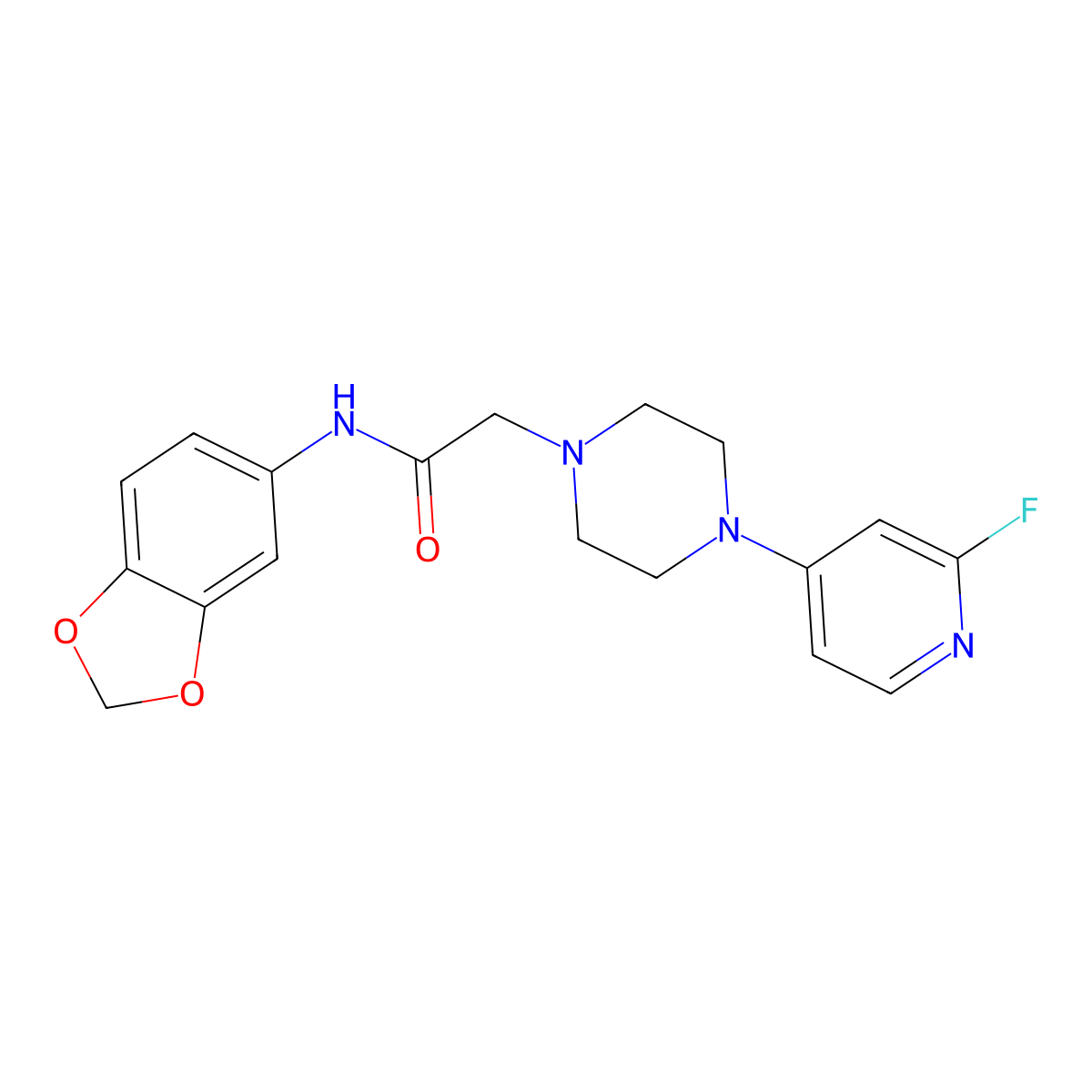 N-(1,3-benzodioxol-5-yl)-2-[4-(2-fluoropyridin-4-yl)piperazin-1-yl]acetamide molecular structure, CAS 3030816-48-6