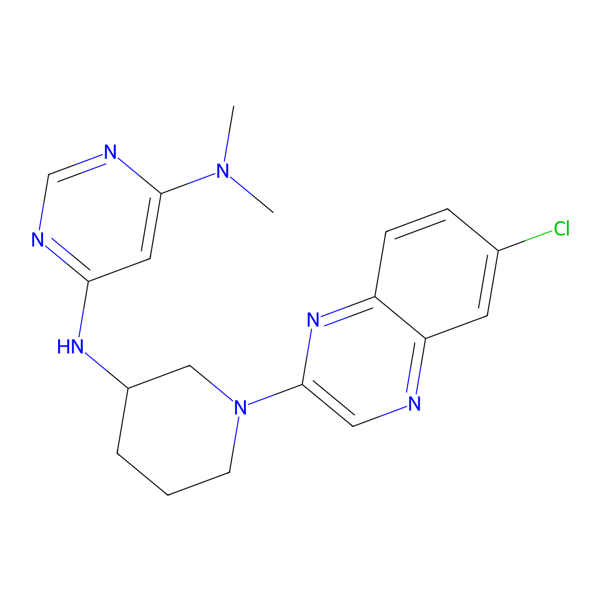N6-[1-(6-chloroquinoxalin-2-yl)piperidin-3-yl]-N4,N4-dimethylpyrimidine-4,6-diamine molecular structure, CAS 3030816-49-7